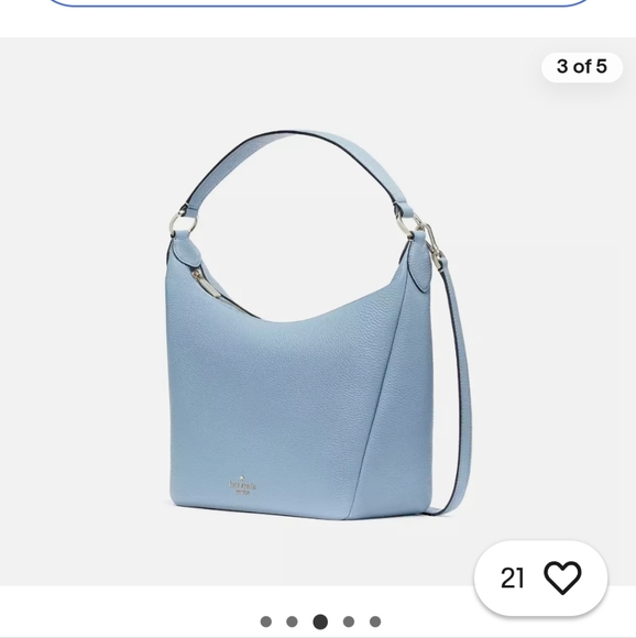 NWT Kate Spade Leila Bag. Pebble Leather in Light Blue - Picture 3 of 6